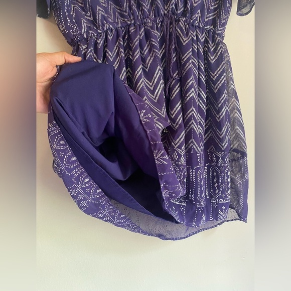 Free People Love Your Chaos Boho Mini Purple Metallic Dress Small - Picture 9 of 11